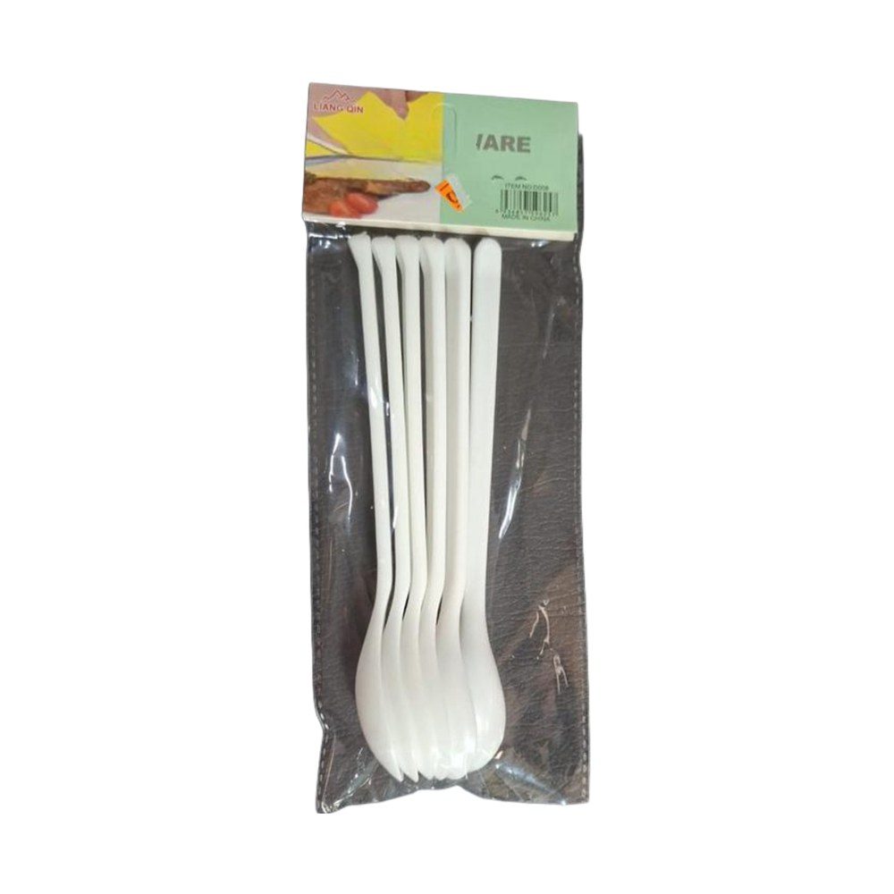 White Plastic Spoons, 6-Pack