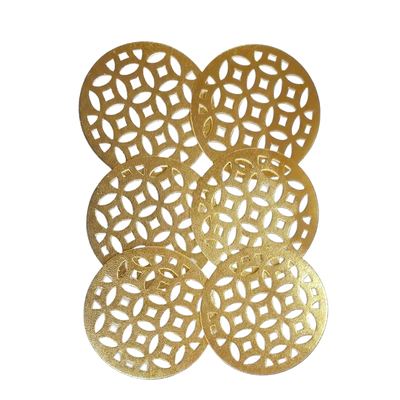 Gold Round Cut-Out Tea Mats, 6 Pcs