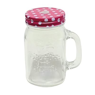 Handled Mason Jar With Straw Lid