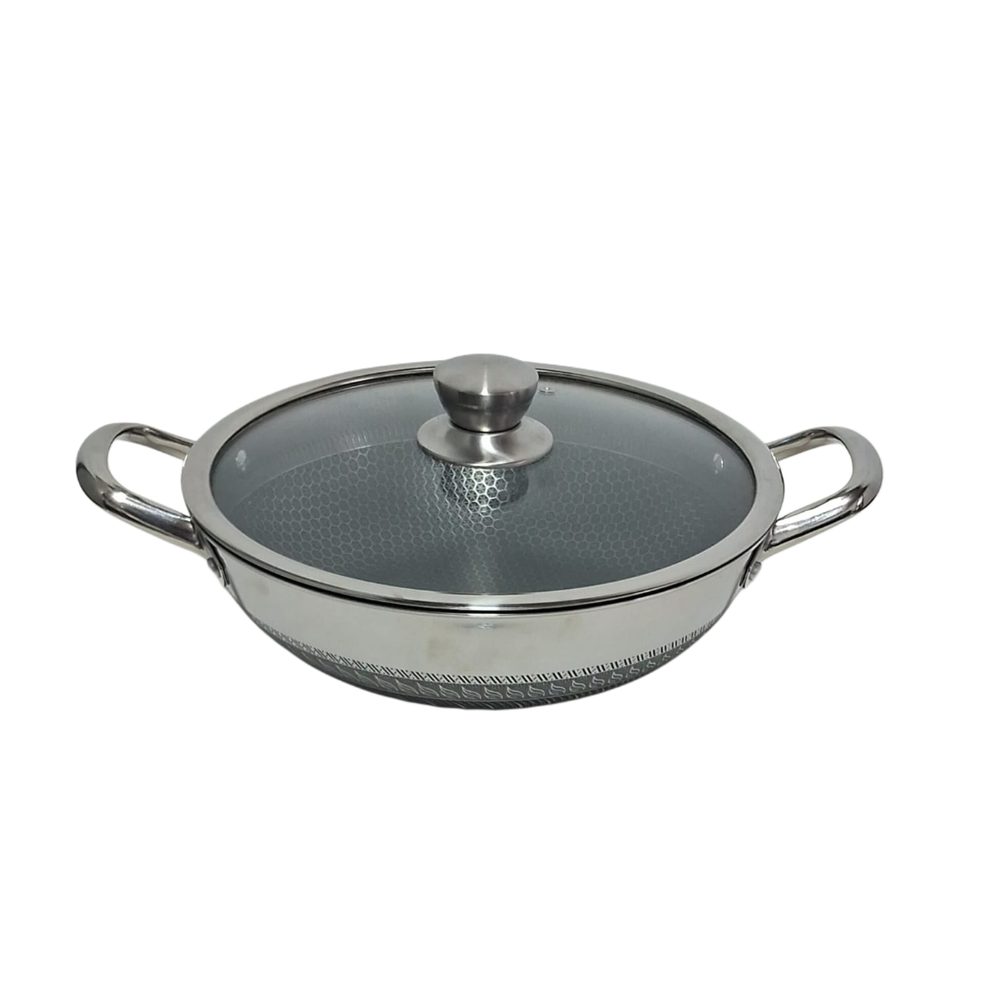 Honeycomb Non-Stick Wok With Glass Lid
