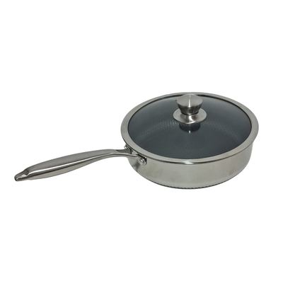 Stainless Steel Honeycomb Deep Frypan with Lid, 28cm