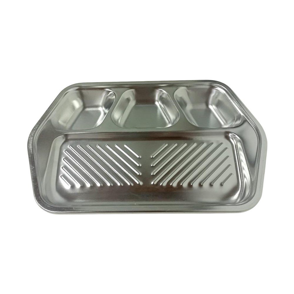 Stainless steel four-compartment meal tray