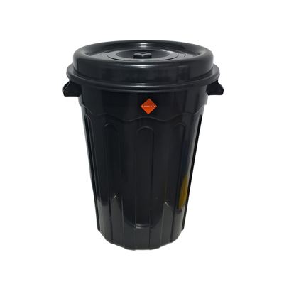 50L Black Plastic Barrel with Lid