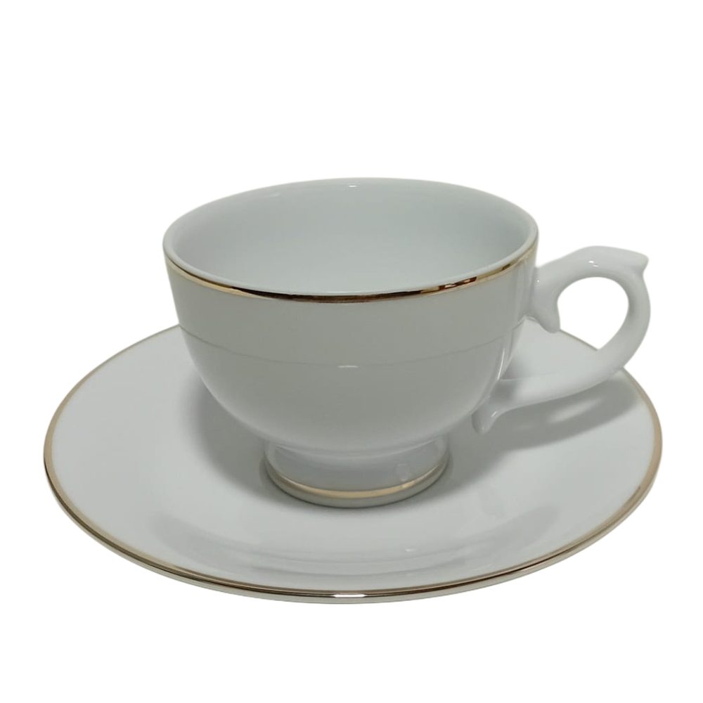 Dankotuwa white gold-line tea cup set
