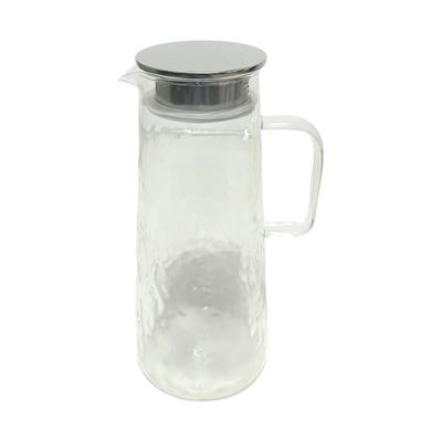 Glass water jug with steel lid
